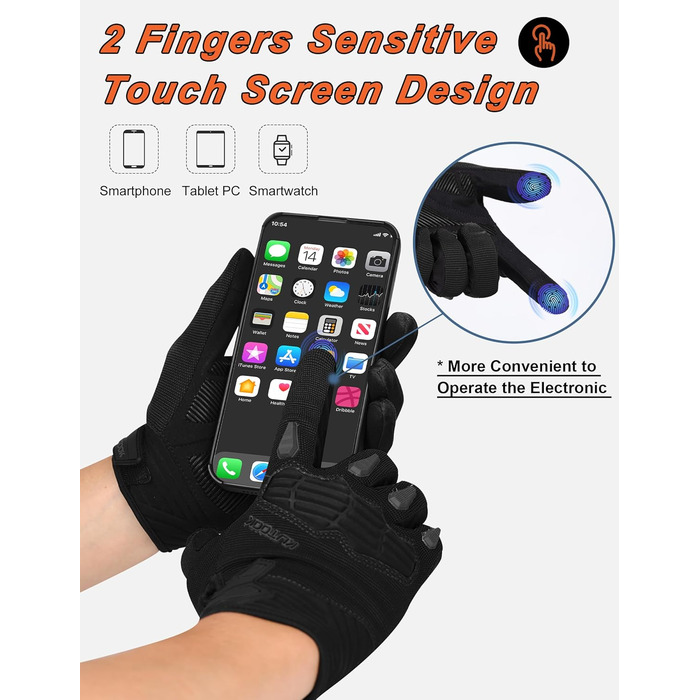 Велосипедні рукавички KUTOOK MTB для чоловіків та жінок, з підкладкою на долоні 5 мм, захист TPR SCR, сенсорний екран, дихаючі, зелені (XL, чорні)