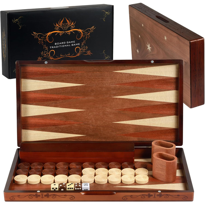 Набір для гри в шашки та бейсбол Syrace Holz з дерев'яним кейсом, класична стратегічна гра для дорослих та дітей (Stern Upgrade)