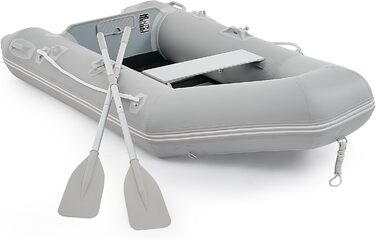 Надувне човен Dartmoor для 2 дорослих: сірий човен з алюмінієвим дном, веслами та насосом (230x130x33 см)