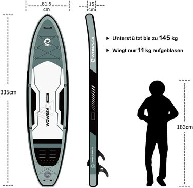 WOWSEA Poseidon P3: Надувний SUP-борд для туризму та відпочинку з аксесуарами