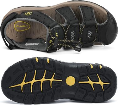 Чоловічі сандалі FLARUT для туризму, піших прогулянок та пляжу. Шкіряні трекінгові сандалі, спортивні літні кросівки 43 EU, чорні