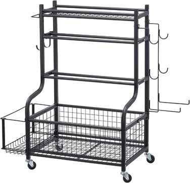 Стенд для зберігання та підтримки йогаматів та гантелей VEVOR - мобільний, з колесами та гачками, для домашніх тренувань