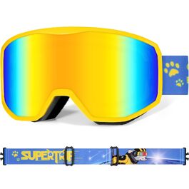 Дитячі гірськолижні окуляри Supertrip для дітей 6-14 років, маска для сноуборду, сумісна з шоломом, жовта оправа, помаранчеві лінзи