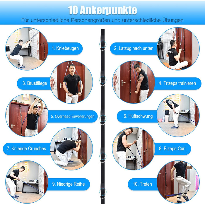 Дверний якір Brebebe для фітнесу з еспандерами, універсальний багатоточковий анкер, портативна стрічка для вправ вдома, без свердління та цвяхів