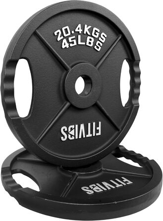 Олімпійський диск із чавуну Signature Fitness, 5,1 см, 20,4 кг, пара, для силових тренувань і важкої атлетики, двома отворами