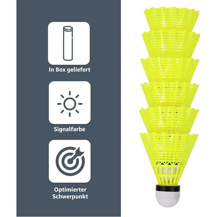 Жовті воланчики для бадмінтону: для тренувань та змагань. 12 шт.