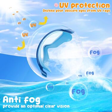 Дитячі окуляри для плавання COOLOO (2 шт.), 4-14 років, антизапар, UV-захист, без витоку, регульовані, силіконові, для хлопчиків та дівчаток (жовтий + світло-блакитний)