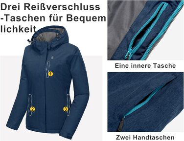 Жіноча водонепроникна куртка Little Donkey Andy - Легка, дихаюча, для активного відпочинку та походів (XL, Blaugrau meliert)