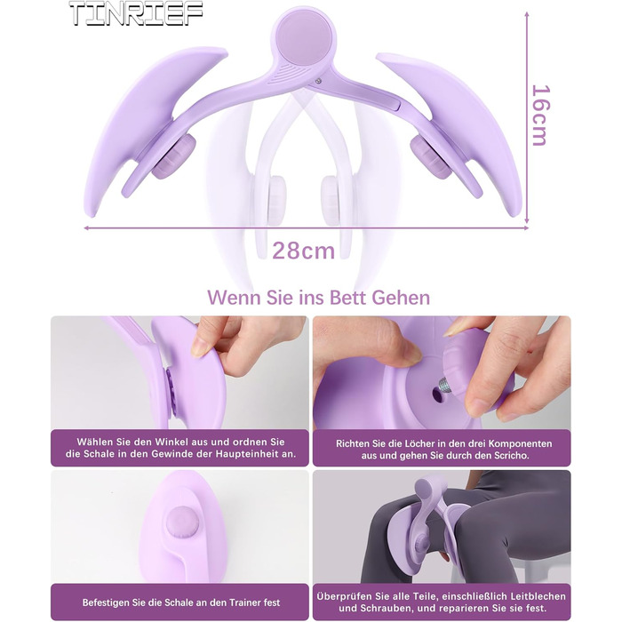 Тренування стегон та сідниць Oberschenkeltrainer 35lb для жінок та чоловіків. Тренажер для дому. Фітнес, спорт, 16 кг, фіолетовий