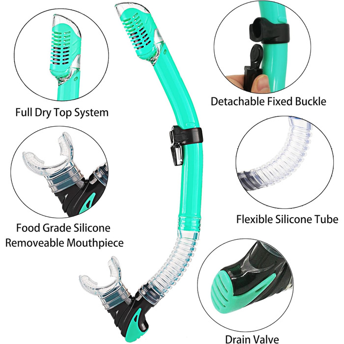 Набір для снорклінгу для дорослих: маска, трубка Dry Top та ласти. У комплекті сумка