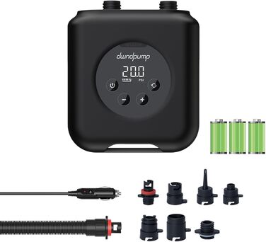 Електрична SUP-насос dwndpump HOBO PRO: акумулятор 4000 mAh, 20 PSI, для SUP, каяків, матраців, 12V автоживлення, сірий