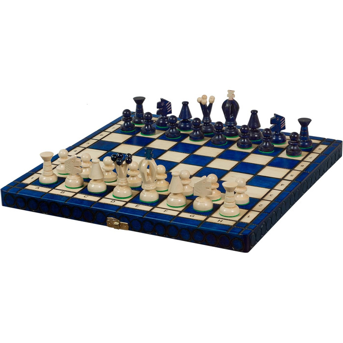 Шаховий набір Sunrise Chess Mittleres Königliches в синьому кольорі (35x35 см) – поєднання традицій та сучасного стилю