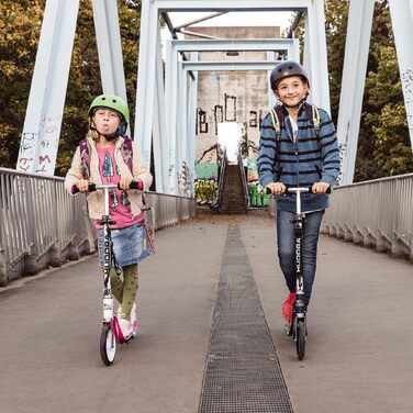 Самокат HUDORA BigWheel 205 для дітей і дорослих, складаний, регульована висота, до 100 кг, з тросовим замком і ременем для перенесення, для міста, від 6 років