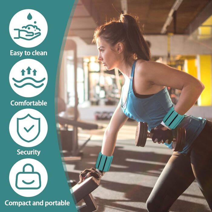 Набір манжет на зап'ястя з регульованою вагою (0,45 кг), 2 шт. Силіконові манжети для фітнесу, йоги, пілатесу, ходьби (зелені)