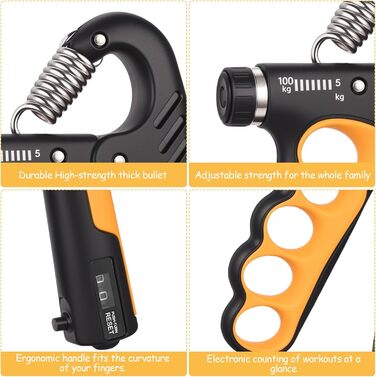 Регульований ручний тренажер для зміцнення рук та пальців, 5-100 кг, набір для тренувань, помаранчевий