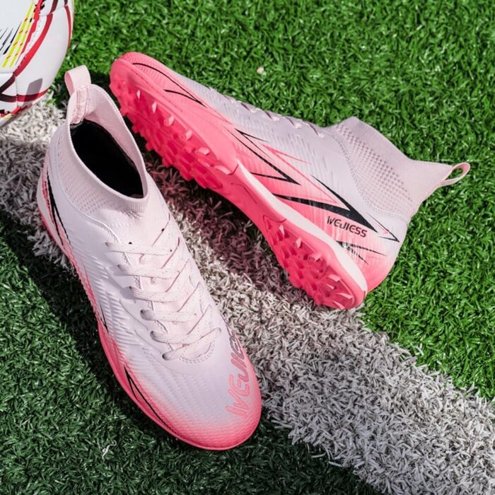 Футбольні черевики для чоловіків та дітей, високі, рожеві, розмір 39 EU, для занять футболом та залу