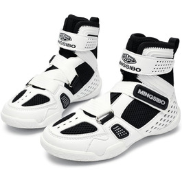 Боксерські кросівки для змагань: професійні, дихаючі, зносостійкі, антиковзкі, біло-чорні, 31 EU