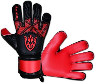 Воротарські рукавички Keeperking для дітей, підлітків та дорослих: без пальців, 4 мм, латекс, унісекс (4, чорно-червоний)