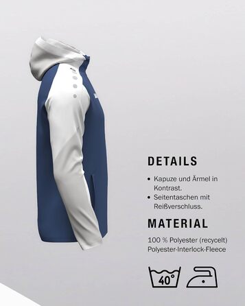 Чоловіча спортивна куртка з капюшоном JAKO Dynamic (3XL, небесно-блакитний/білий/темно-синій)