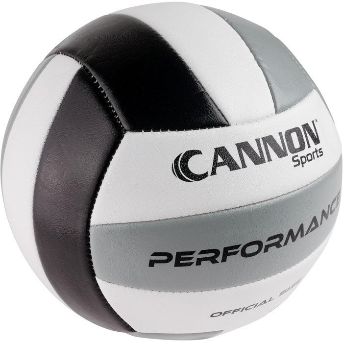 Волейбольні м'ячі Cannon Sports Performance: офіційний розмір, з насосом, для гри в приміщенні та на вулиці, чорний/білий/сірий