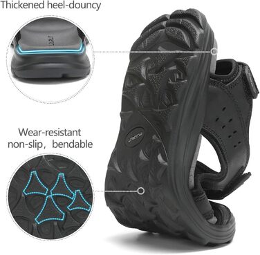 Чоловічі сандалі FLARUT для туризму та відпочинку на природі. Легкі сандалі з натуральної шкіри, чорного кольору, розмір 40 EU. Ідеальні для літа та активного відпочинку.