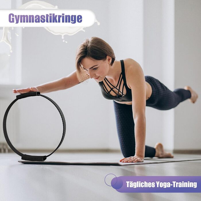 Набір для пілатесу: кільце, стрічки, міні-м'яч, постер, сумка. Core-тренінг для жінок. Чорний колір