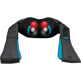 HoMedics шиацу масажер для шиї та плечей з підігрівом, бездротовий, 3 інтенсивності, 4 масажні головки, сенсорна панель, для розслаблення та зняття стресу