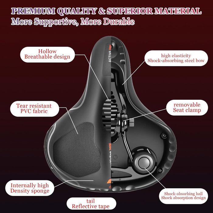 Зручний велосипедний сідло для жінок та чоловіків з гелевою вставкою та водонепроникним чохлом