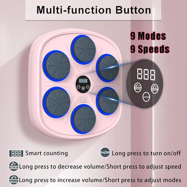 Музична бокс-машина для стіни з Bluetooth, 9 режимів та швидкостей, з боксерськими рукавичками, тренажер для дітей і дорослих