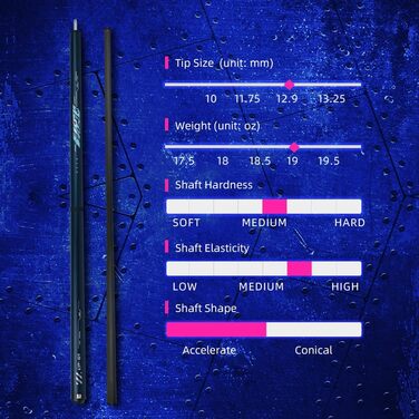 Little Monster Karbonfaser Break & Jump Queue (3 частини), 553 г, 12.9 мм, з чохлом, синій, темно-синій