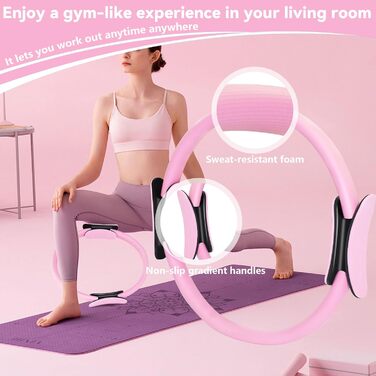 Комплект для пілатесу: кільце та 13 м'ячів з неслизькими ручками | Аксесуари для пілатесу для тренувань всього тіла вдома | Включає еластичну стрічку для пілатесу та формування тіла