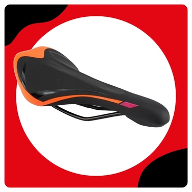 Зручне велосипедне сідло MTB, спортивне, чорно-помаранчеве 37602