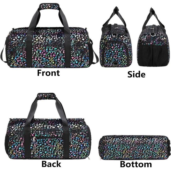 Дитяча спортивна сумка для дівчаток чорна — універсальна сумка для подорожей, тренувань, басейну та сауни з окремим відділенням для взуття