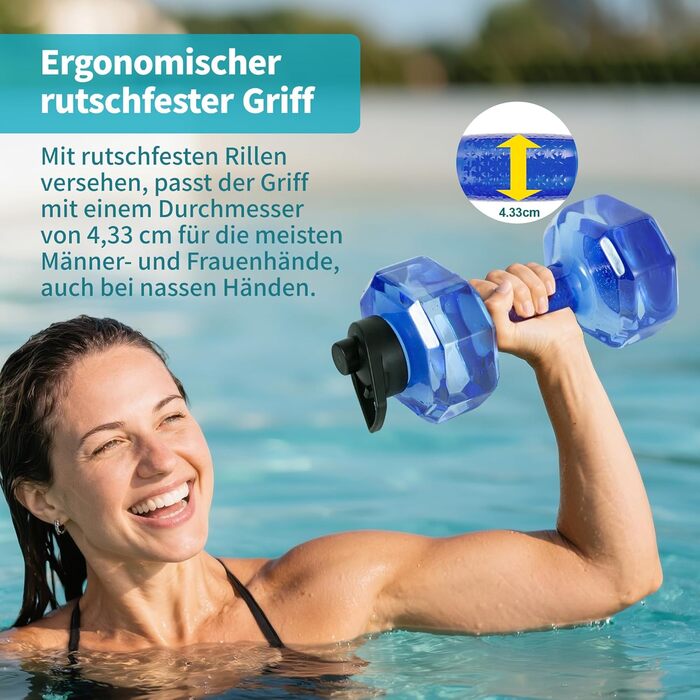 Вага для плавання Fstcrt, PE-вага для басейну, обладнання для аквааеробіки з неслизькою ручкою, для плавання, фітнесу у воді, акватерапії, блакитна