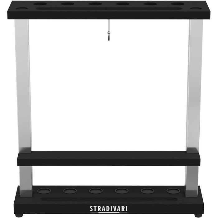 Підставка для хвістків Stradivari Francesca | На 6 хвістків | Для різних довжин | З відсіком для кульок та щіток | Чорна, стійка, не потребує кріплення до стіни