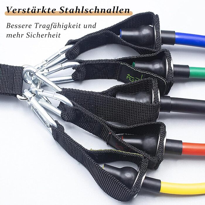 Набір гумових еспандерів для фітнесу з ручками 5 шт. Resistance Bands для пілатесу, йоги, силових тренувань вдома