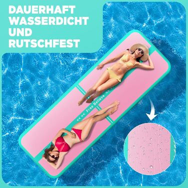 Мата Airtrack Matte для гімнастики, йоги та тренувань: 2/3/4/5/6м, 10/15см товщина, з електричним насосом 600W, для дому, на вулицю, фітнес, гімнастика, зелено-рожевий колір