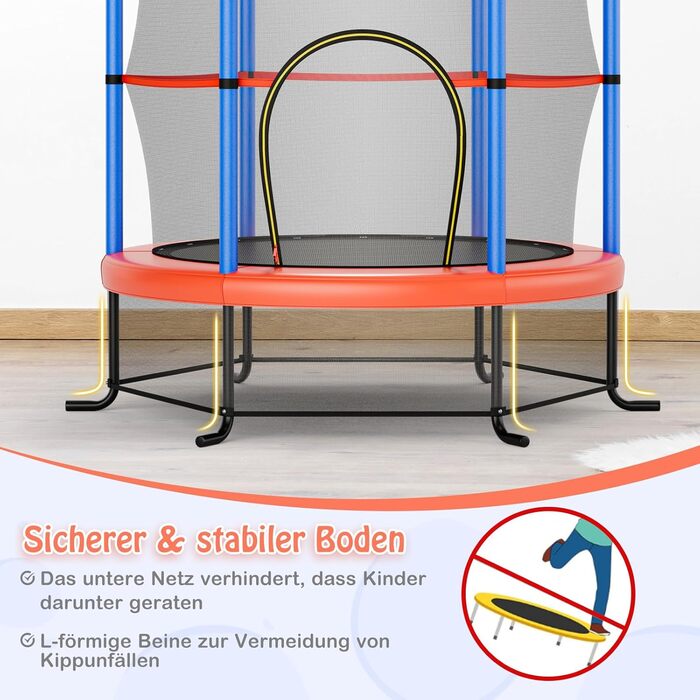 Трамплін GOPLUS для дому з сіткою безпеки, дахом, сталевою конструкцією, Ø165 см, до 135 кг, блакитний