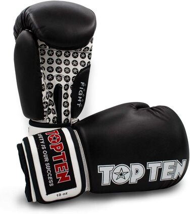 Боксерські рукавички TOP Ten Fight - 10, 12, 16 Oz - чорні, червоні, сині, зелені, помаранчеві. Підходять для кікбоксингу та інших видів єдиноборств.