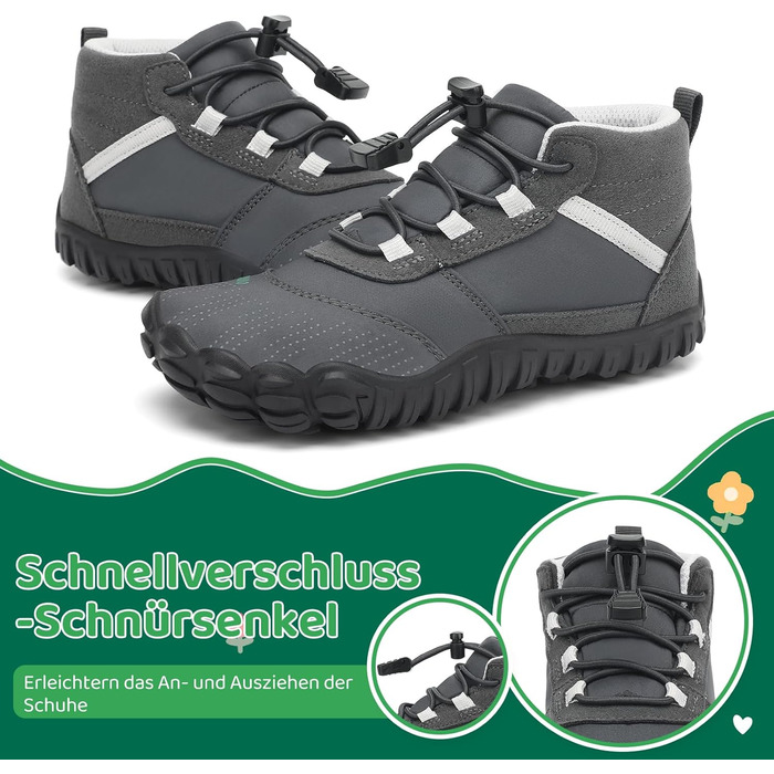 Дитячі шкарпетки-спортивні (Barfußschuhe) Saguaro для трекінгу та хайкінгу, легкі, м'які, дихаючі, антиковзкі, розмір 24-36 (34 EU), сірі