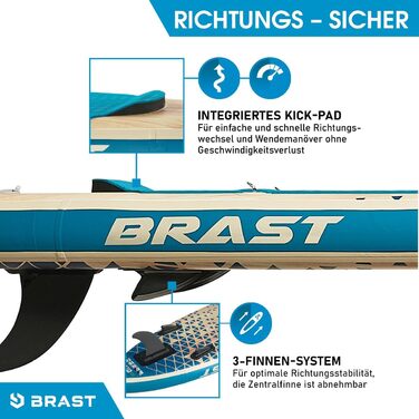 Надувна SUP дошка BRAST Retro 320x81x15 см, комплект для сапбордингу з веслом 2-в-1, сидінням для каяка, тримачем для екшн-камери, насосом, рюкзаком, 5 років гарантії