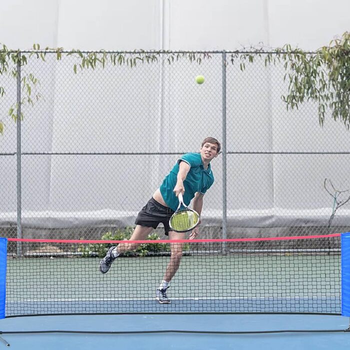 Мережа для бадмінтону Kapler регульована по висоті 90–160 см: мультиспортивна мережа 300x90–160 см для піклболу, волейболу та тенісу, для дітей та дорослих, з 2-ма федерболами та 2-ма тенісними м'ячами, портативна