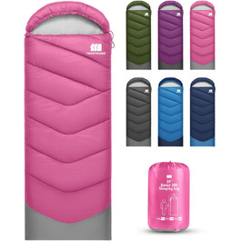 Сплячі мішки для дорослих у холодну погоду, водонепроникні, легкі, рожеві. Підходять для кемпінгу, піших прогулянок, відпочинку на природі та вдома (1,4 кг)