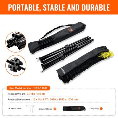 Набір для бадмінтону, волейболу, піклболу та тенісу VEVOR 3m - портативний, для вулиці