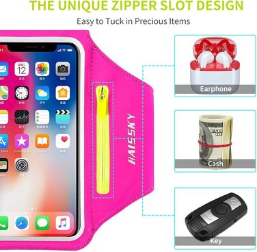 Спортивний браслет для телефону Guzack Universal: для iPhone, Samsung, Huawei, Xiaomi (до 6.9'), темно-синій/сливовий