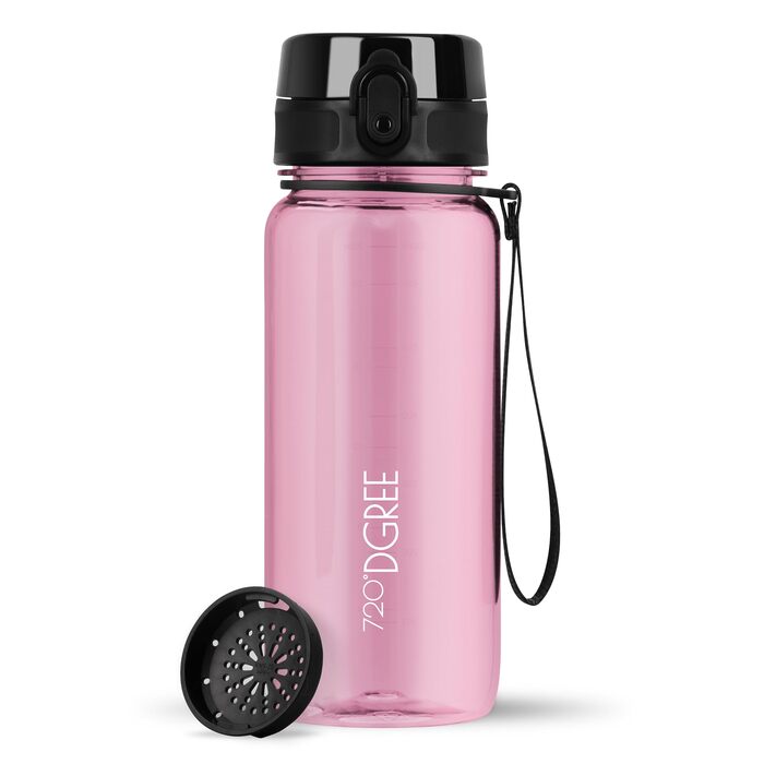 Спортивна пляшка для води 720°DGREE uberBottle з ситом, 650 мл, колір Rose (Рожевий) Crystalclear