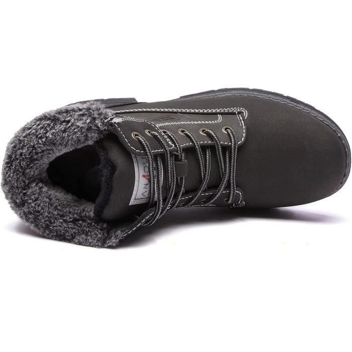 Черевики для туризму та зимові черевики жіночі ANJOUFEMME, водонепроникні та теплі, для активного відпочинку, трекінгу та зимового хайкінгу (42 EU, чорний з хутром)