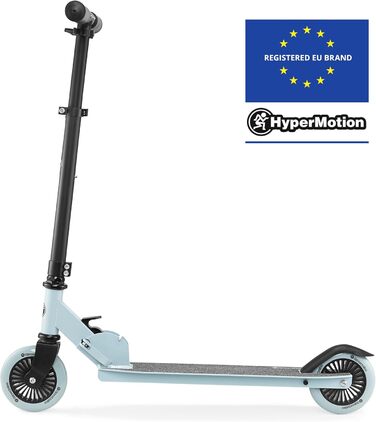 Самокат дитячий HyperMotion Willy складаний, регульований кермо, гумові колеса, до 40 кг, чорний/блакитний