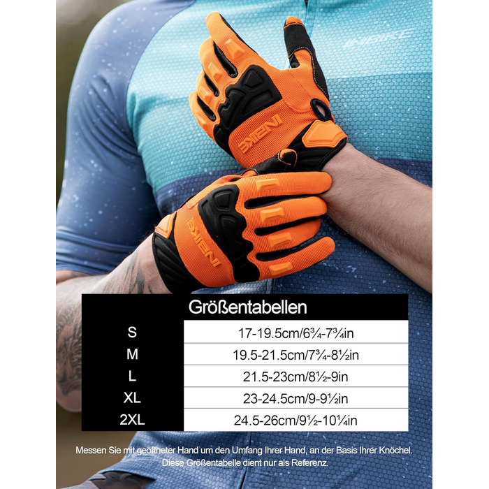Рукавички INBIKE TB для офроуду: повний захист, підкладки з TPR, SCR-підкладка для гнучкості (Оранжевий, L)