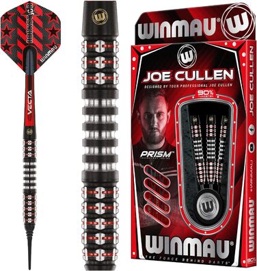 Дротики WINMAU Joe Cullen Ignition 23 г вольфрамові, сталевий наконечник, з крилами та хвостовиками для професіоналів